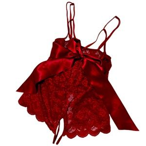 Red Crotchless Lingerie